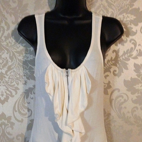 INC International Concepts Cream Ruffled Tank Top - Picture 2 of 5